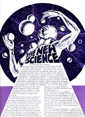  A scanned newspaper page with a title «The New Science» and a futuristic drawing of a man